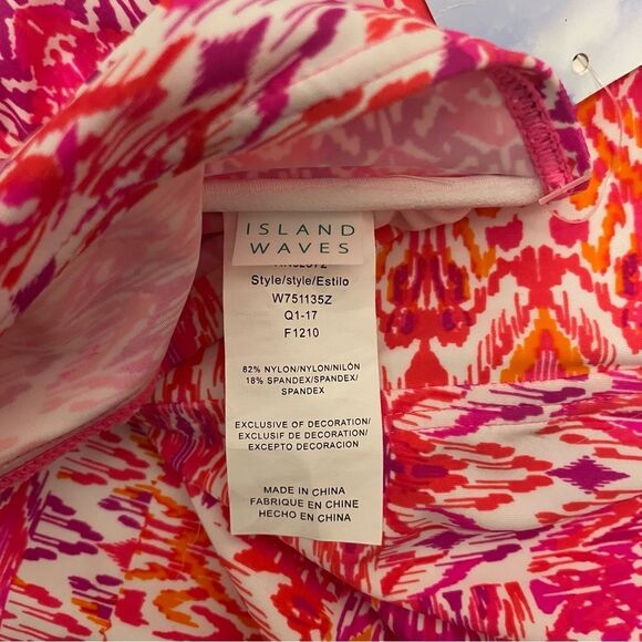Island Waves Tankini Top Vibrant Pink and Orange Halter Top Size 12 NWT - Picture 4 of 5